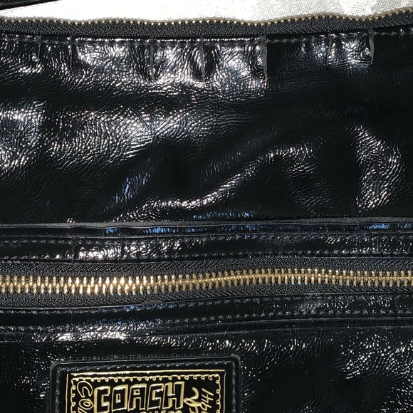 Coach Poppy Black Patent Leather Shoulder Bag - Picture 10 of 16